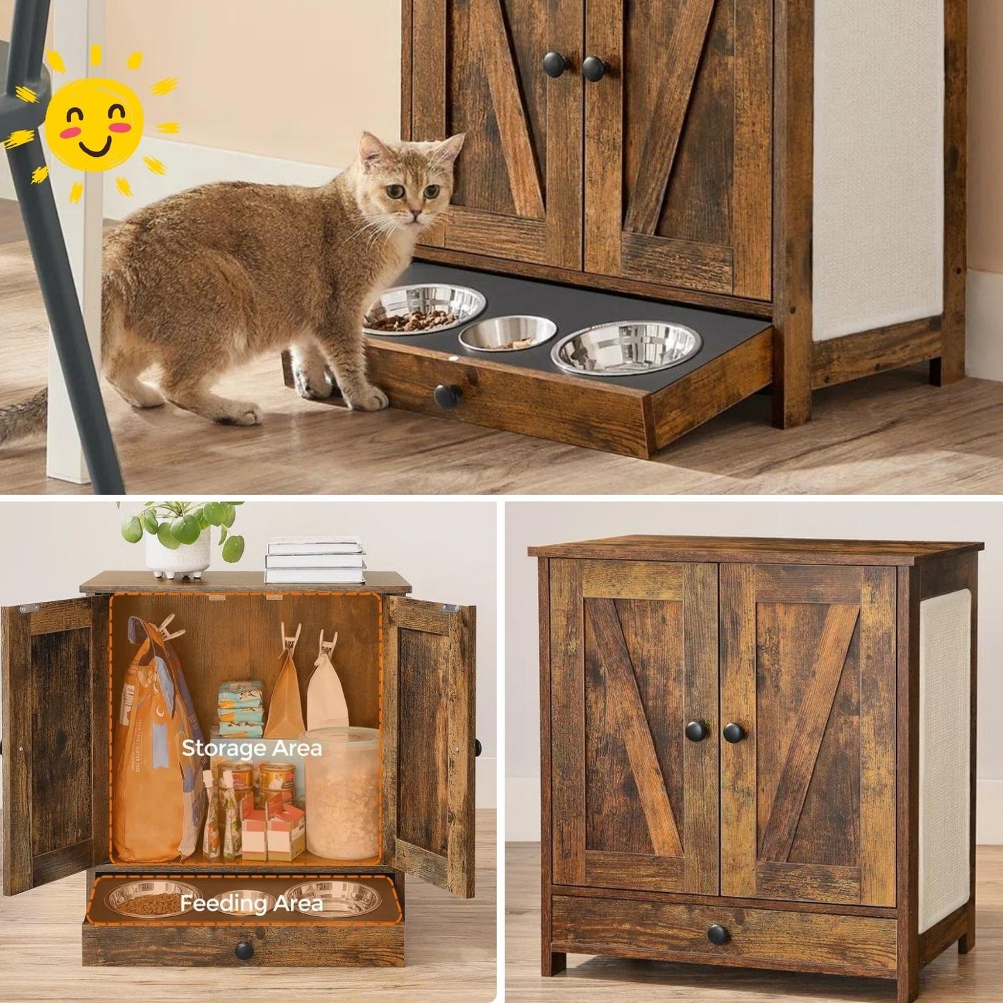 Mueble Modular, 2 Puertas, Comedero y Rascador - Ali 04