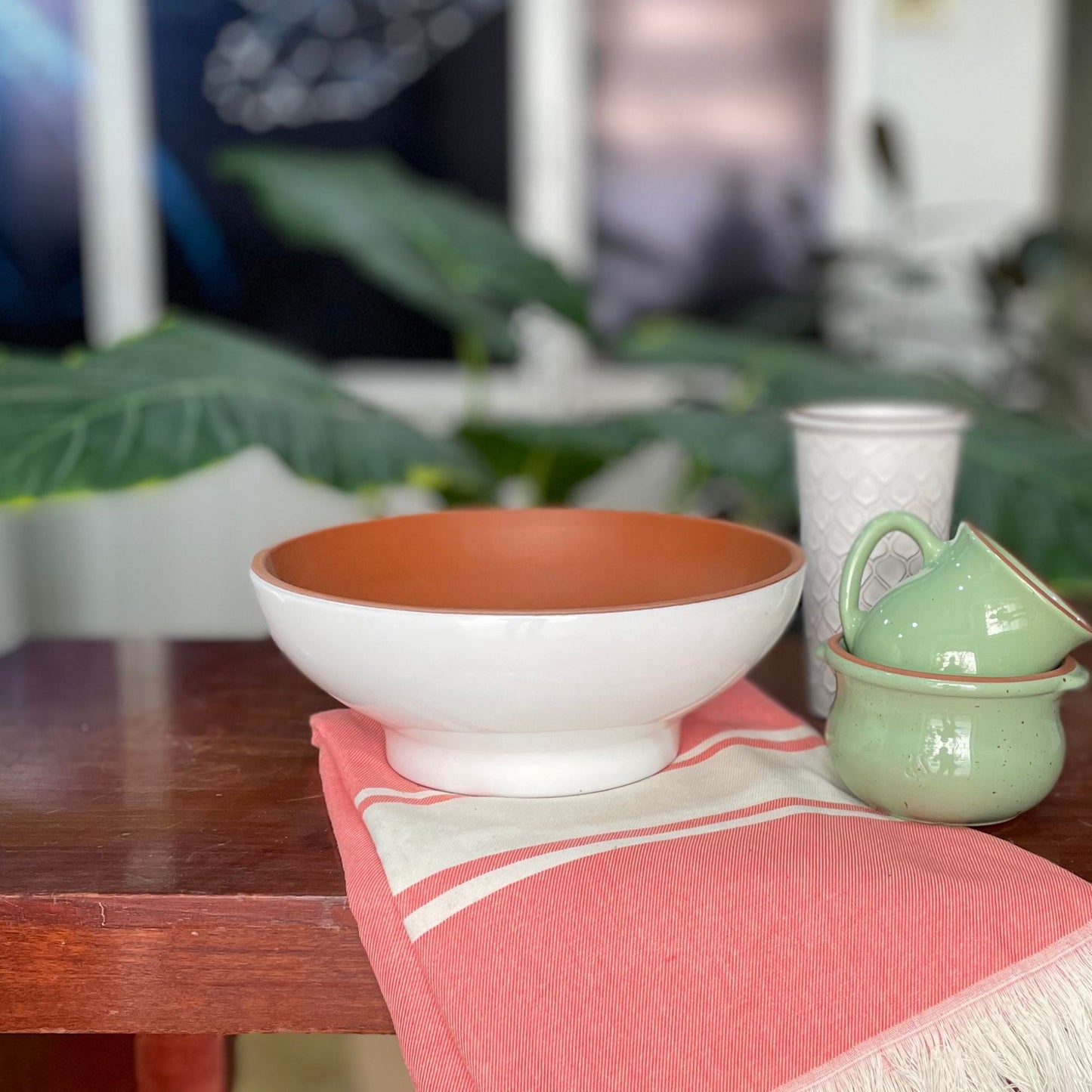 Centro de Mesa Esmaltado Blanco