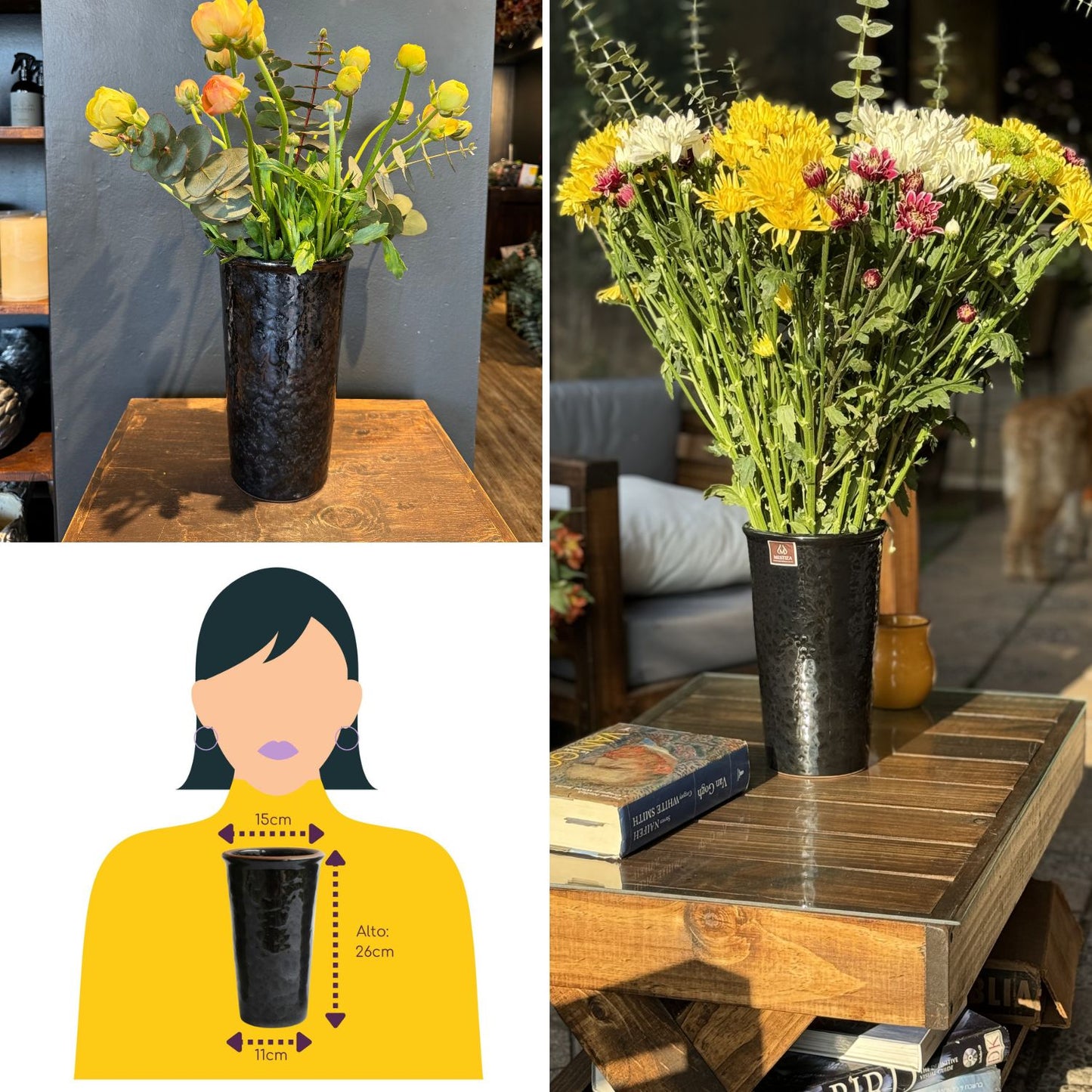 Florero Cerámico Negro Ébano