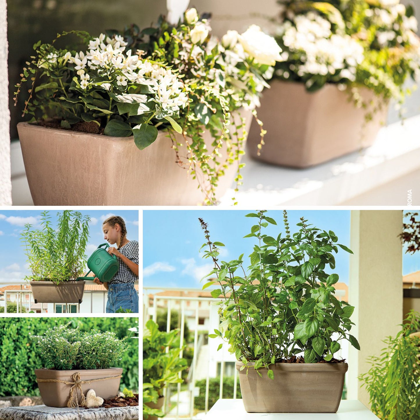 Jardinera Rectangular Garda 42 cm Tarracota Gris