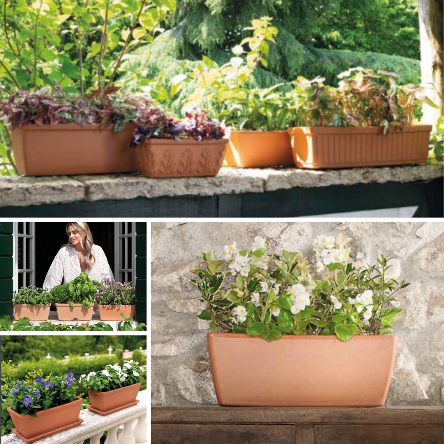 Jardinera Rectangular Romana Terracota 32cm