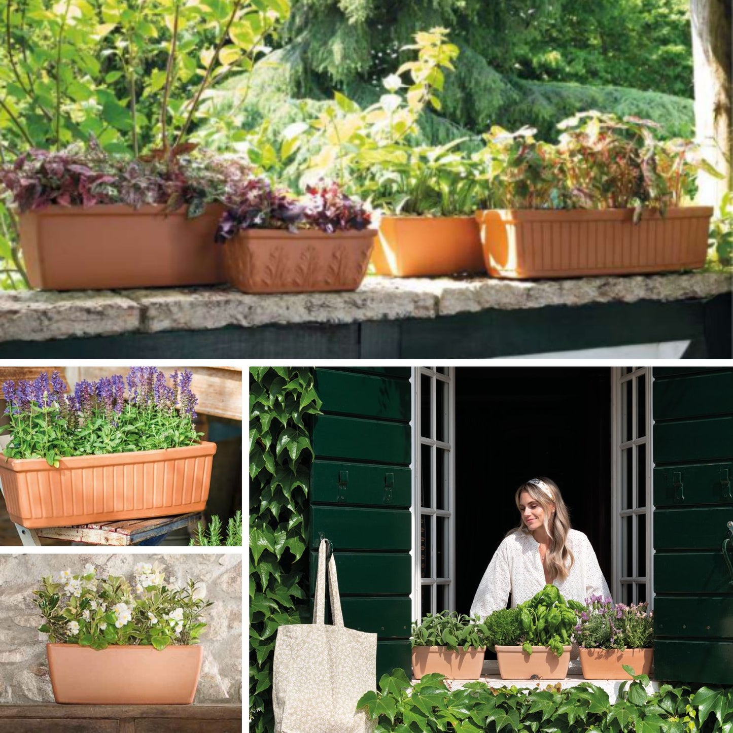 Jardinera Rectangular Romana Terracota 52cm