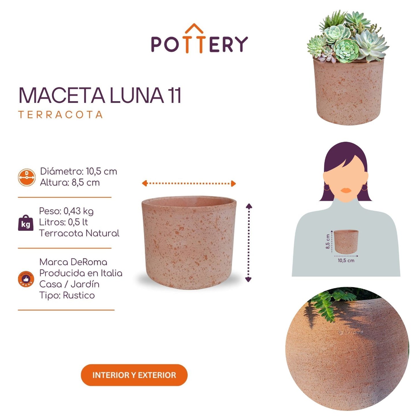 Macetero Luna 11 Terracota