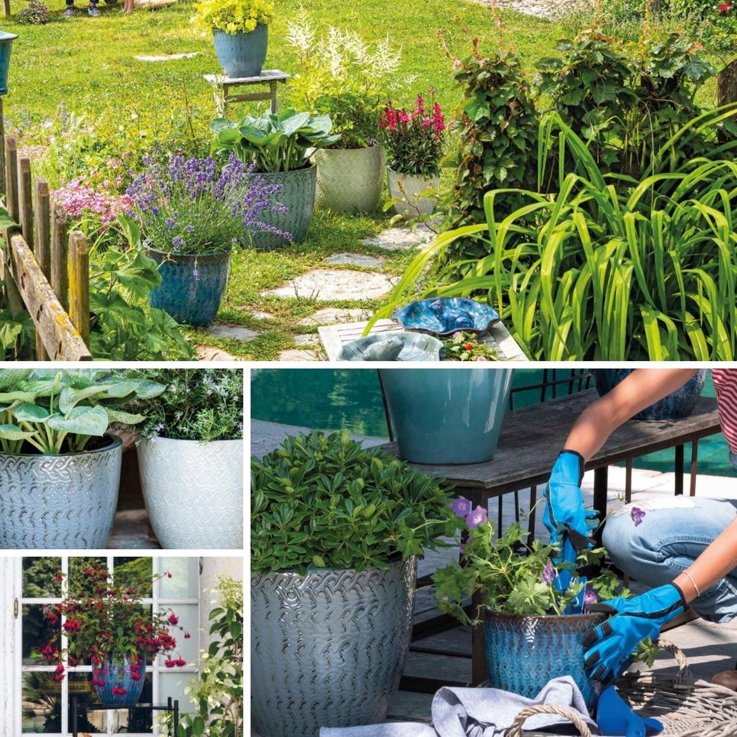 Macetero Woolly 28 Azul Pacifico