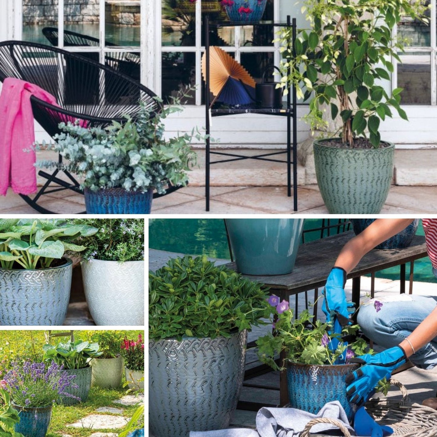 Macetero Woolly 28 Verde Costa