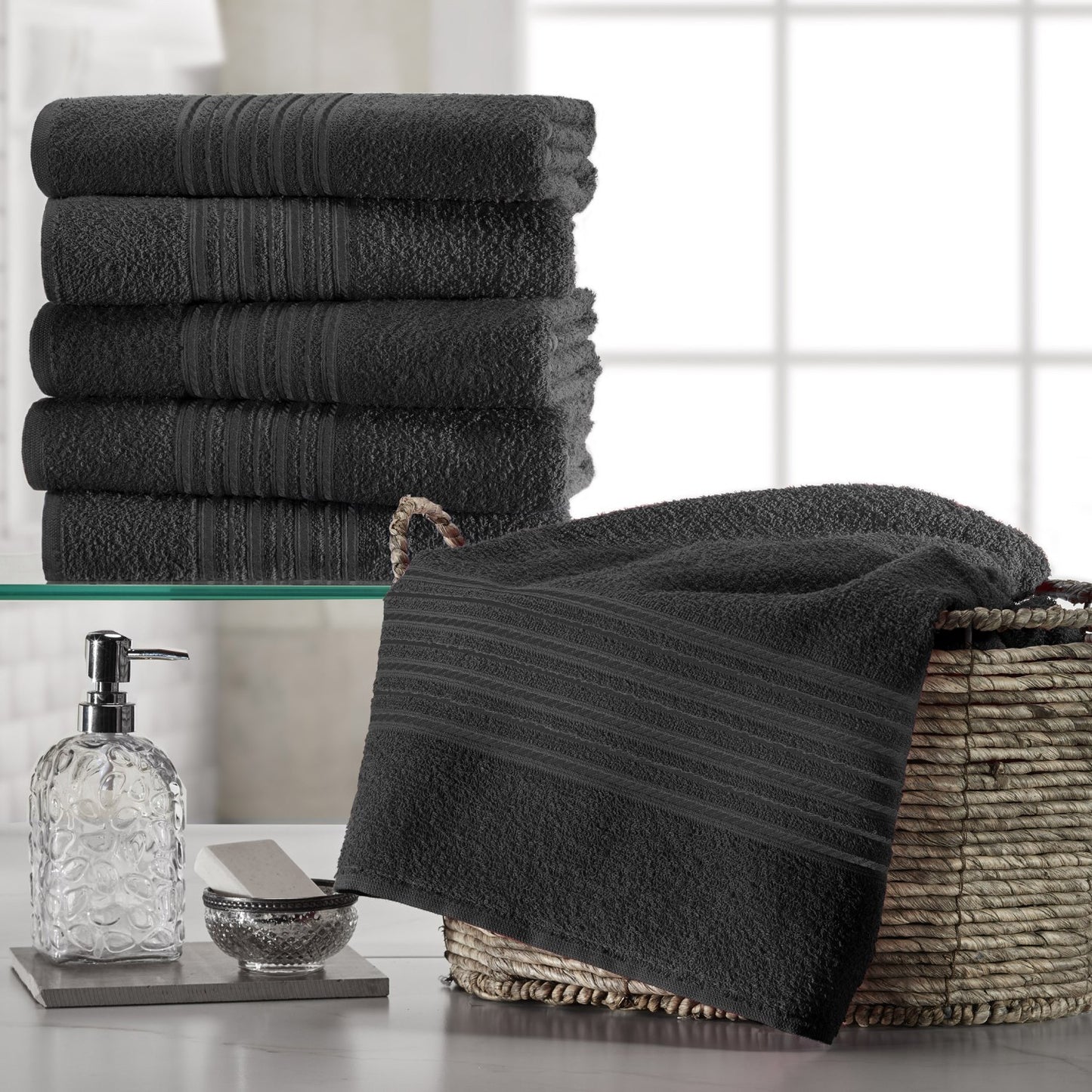 Toalla de Rostro Negro Escala - 100% Algodón - 280 g/m² - Teka