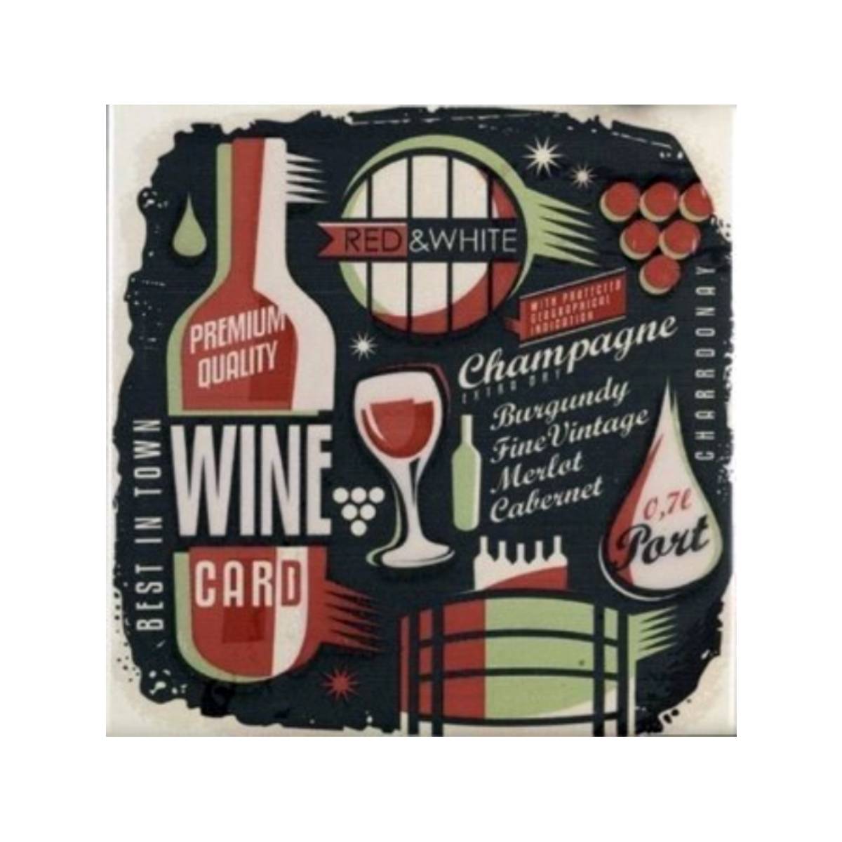 Set 2 Mosaicos Drinks Beer/Wine - 20x20 cm