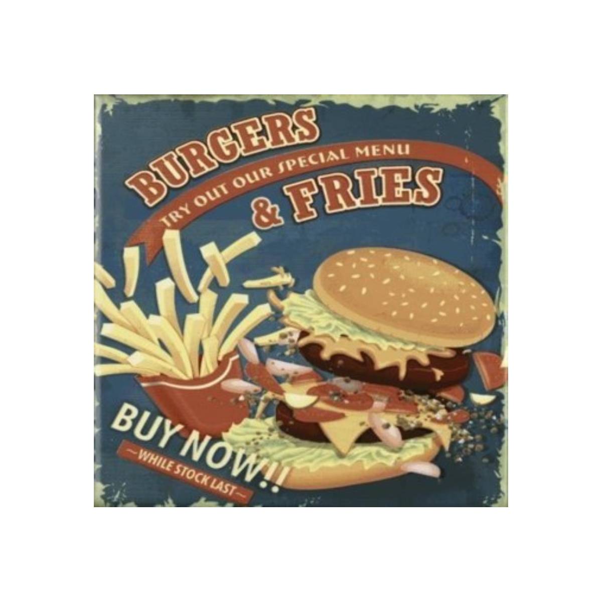 Set 2 Mosaicos Food Hamburg/Steak - 20x20 cm