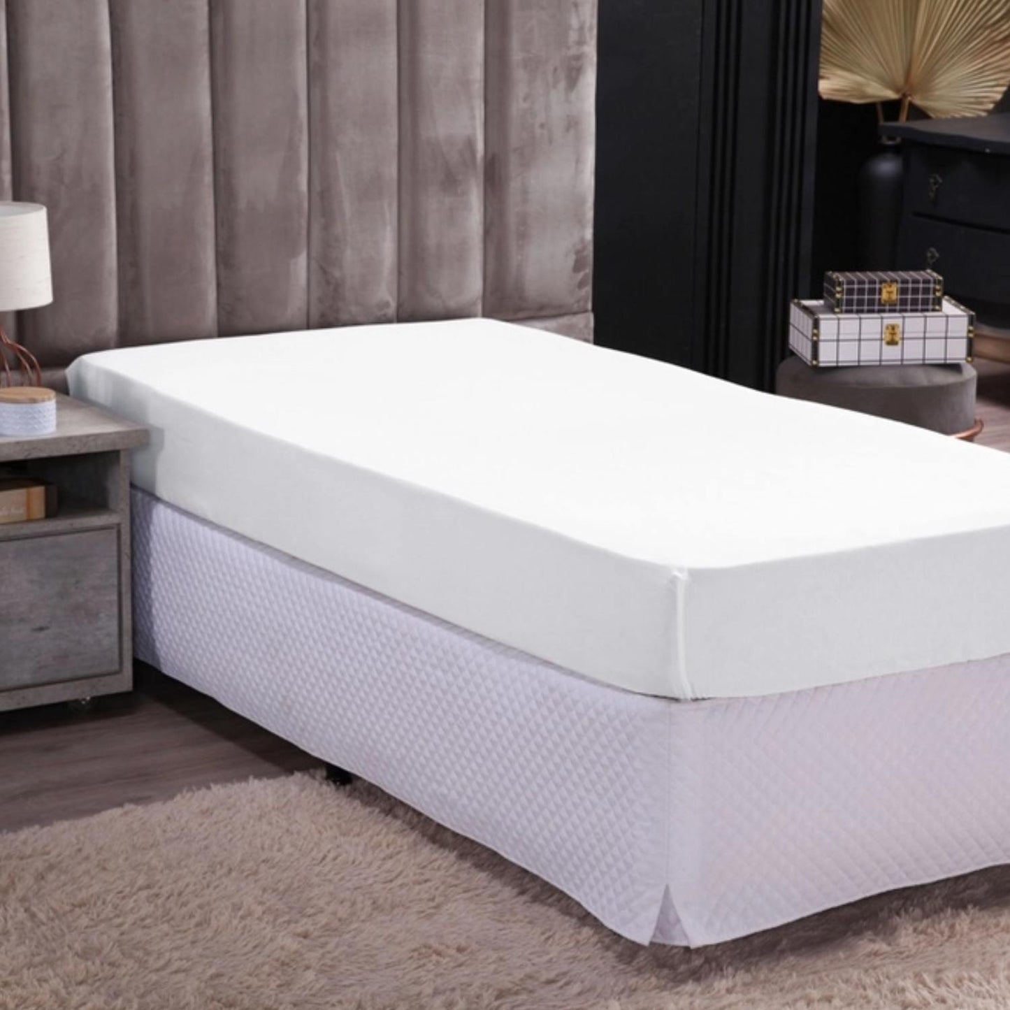 Sábana Bajera Blanca 1 Plaza Elasticada Safira - 300 Hilos 100% algodón - Teka