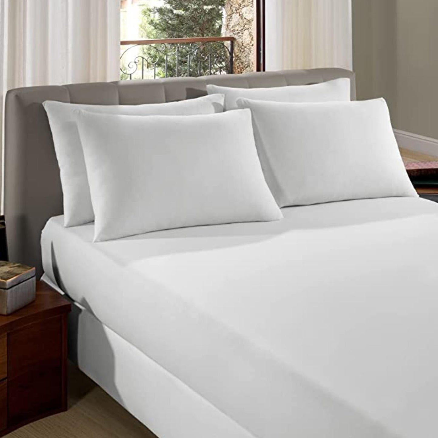 Sábana Bajera Blanca 2 Plaza Elasticada Safira - 300 Hilos 100% algodón - Teka