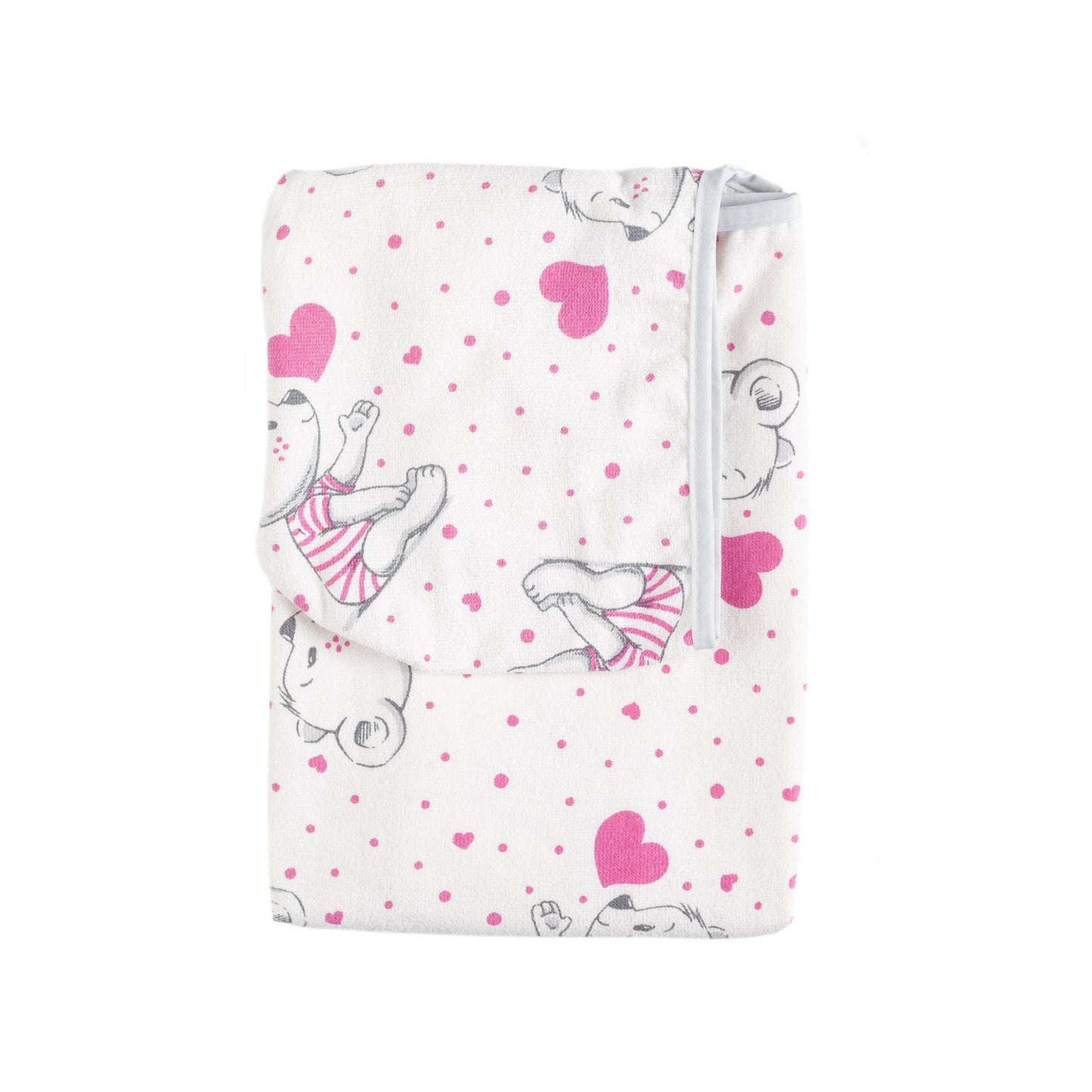 Toalla Capucha De Algodón Estampada Bichos Rosados - 75 x 90cm - 300 g/m²