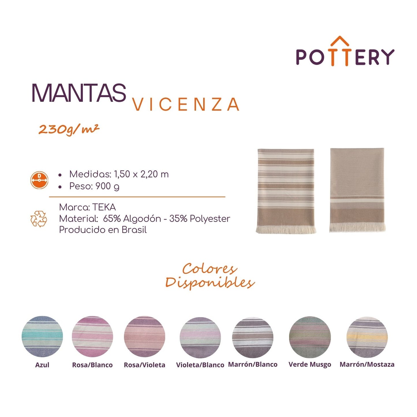 Mantas Vicenza 230g/m² - 1,50 x 2,20 m - Teka