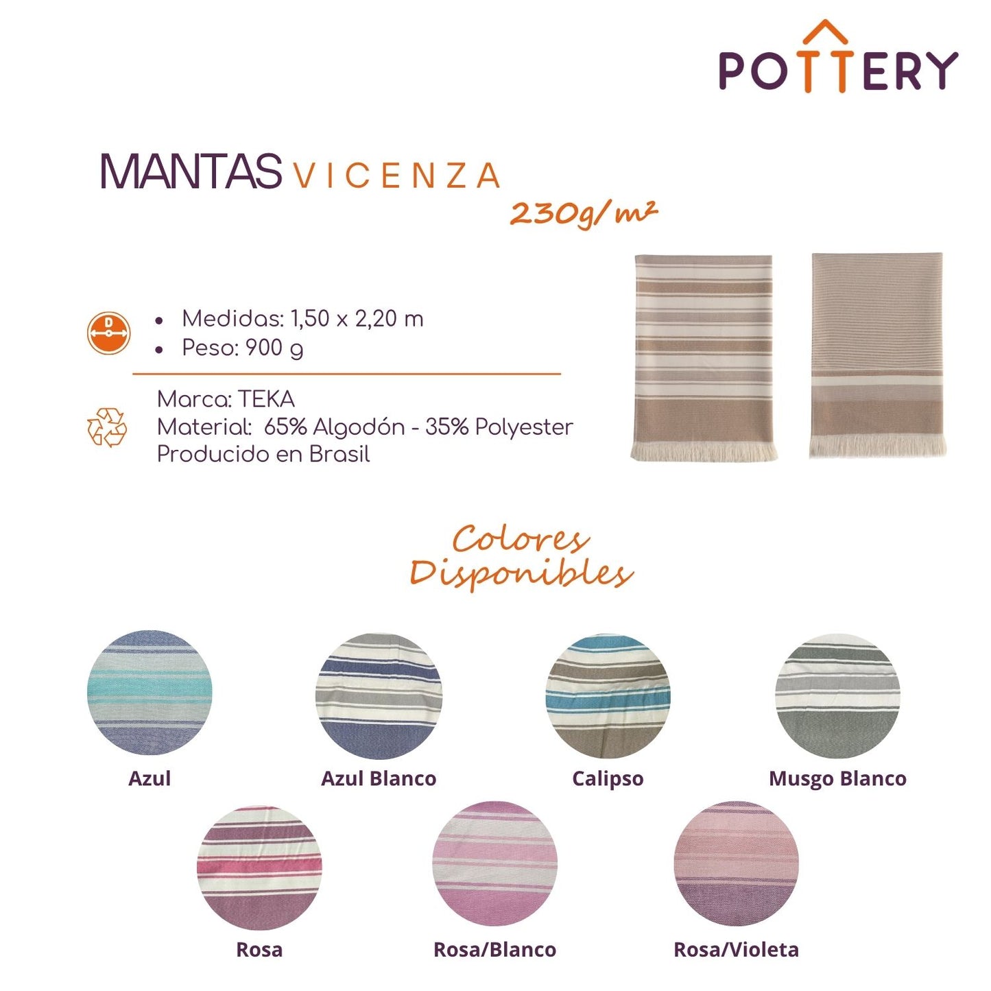 Mantas Vicenza 230g/m² - 1,50 x 2,20 m - Teka