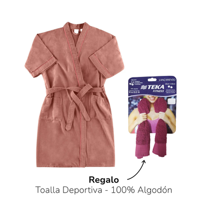 Bata Venus Rosa Malba Terciopelo - 300g/m² - 100% Algodón
