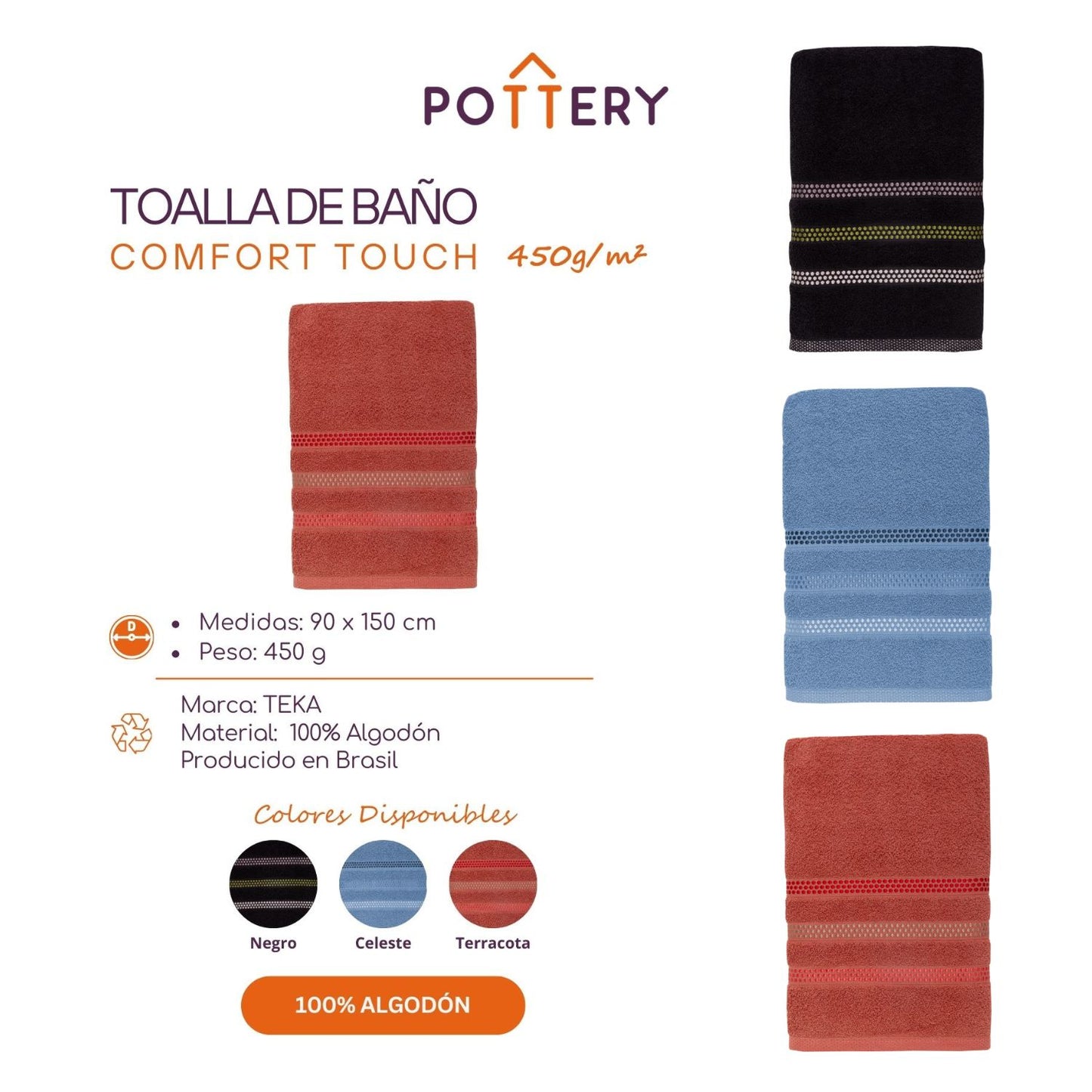 Toalla de Baño Sabana Comfort Touch 450g/m² - 100% Algodón - Teka