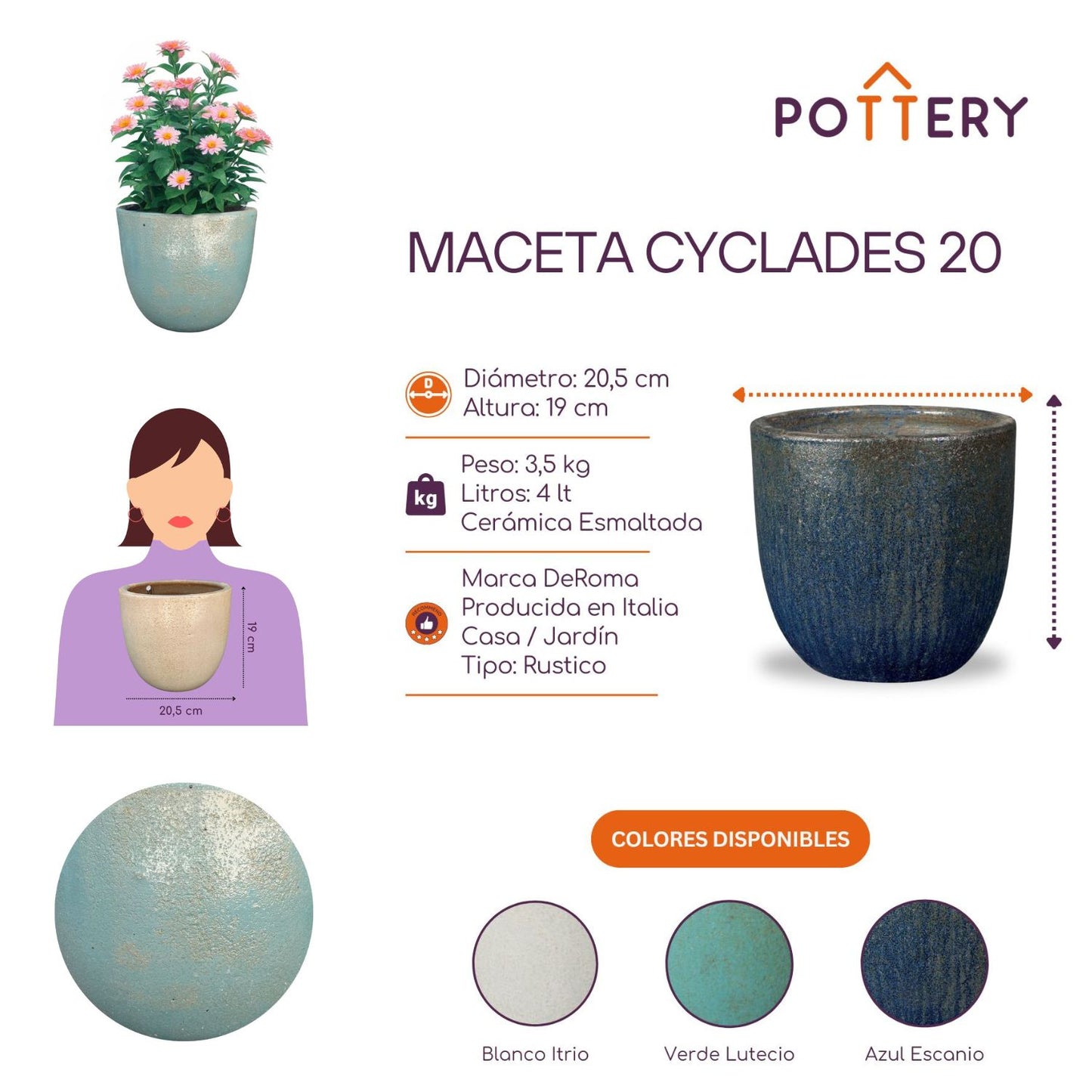 Macetero Cyclades Verde Lutecio