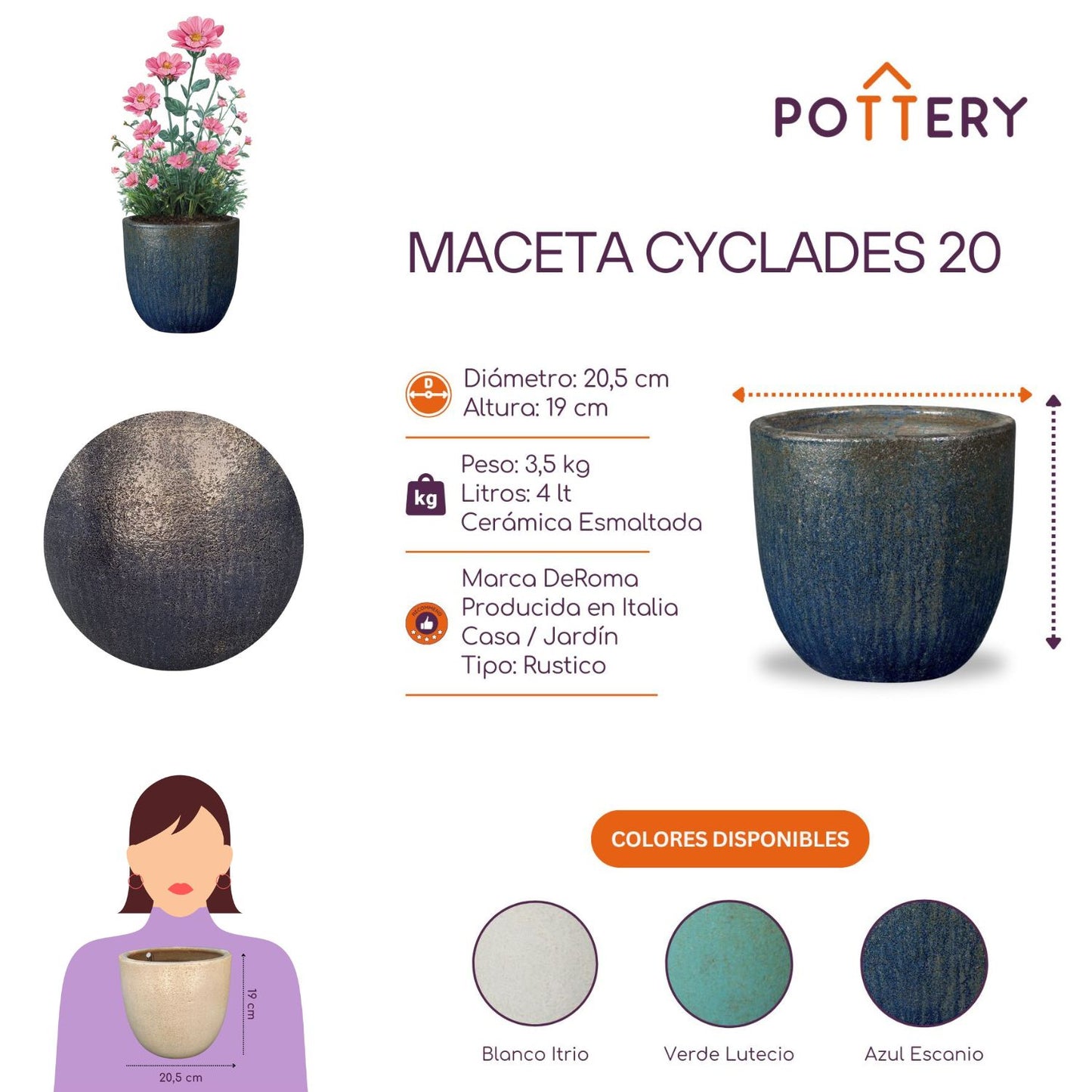 Macetero Cyclades Blanco Itrio