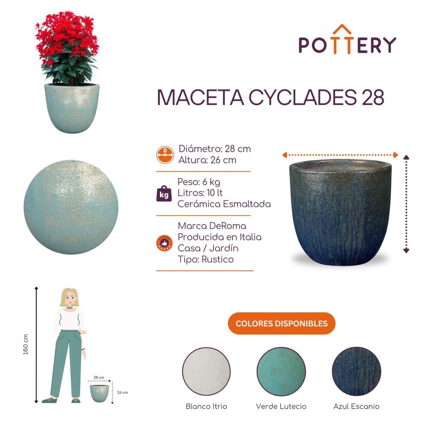 Macetero Cyclades Verde Lutecio