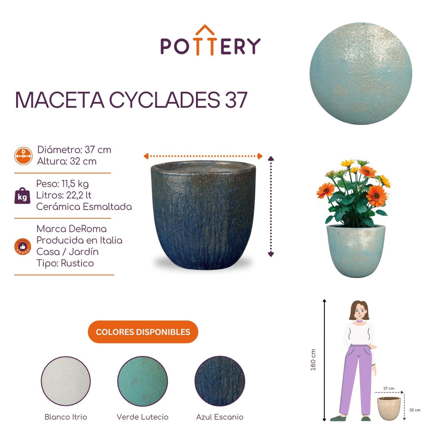 Macetero Cyclades Verde Lutecio