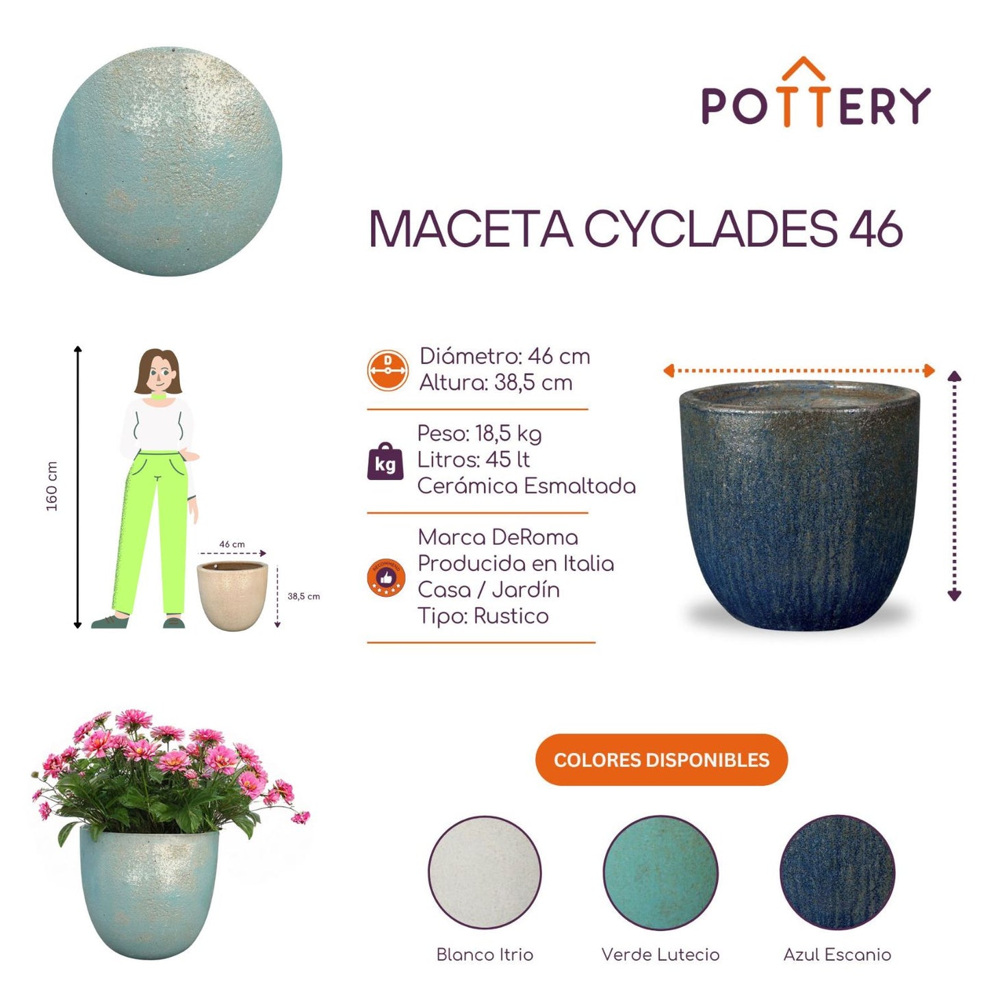 Macetero Cyclades Verde Lutecio