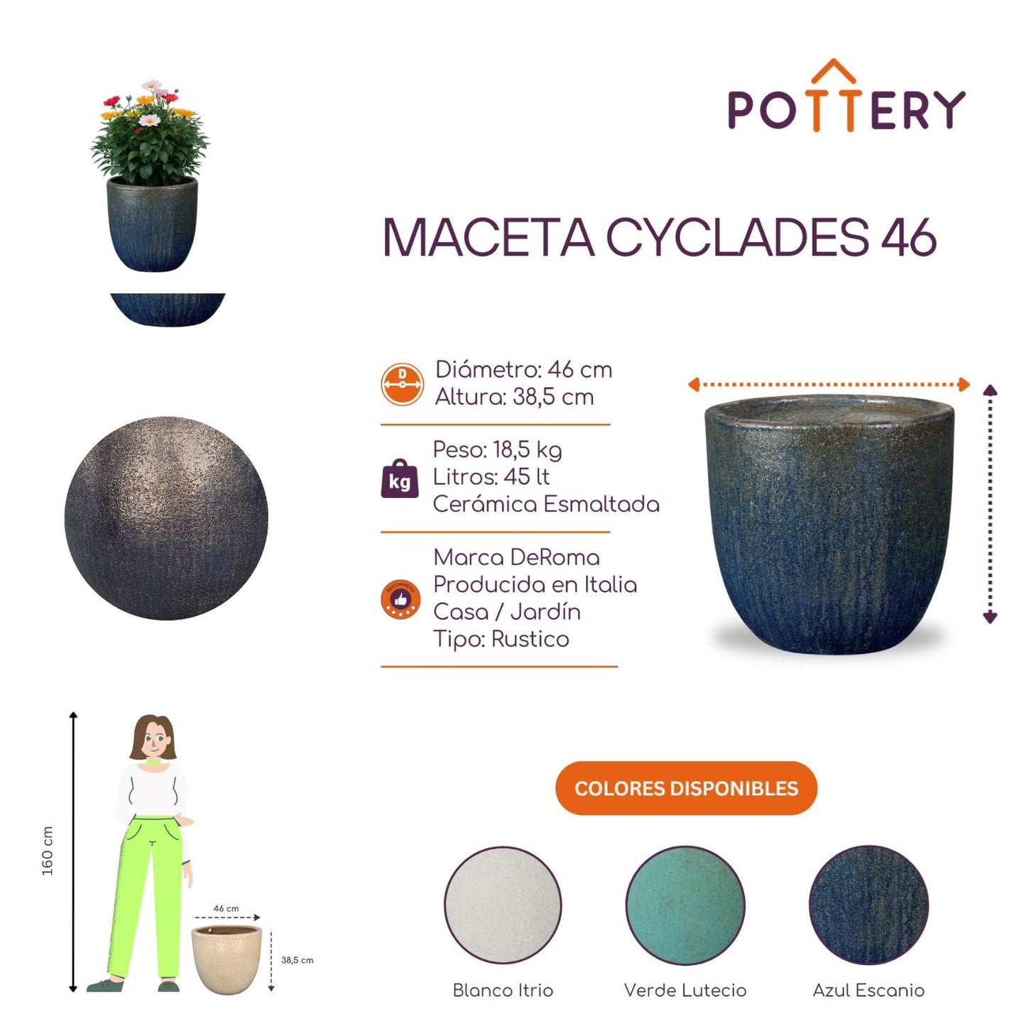 Macetero Cyclades Azul Escanio