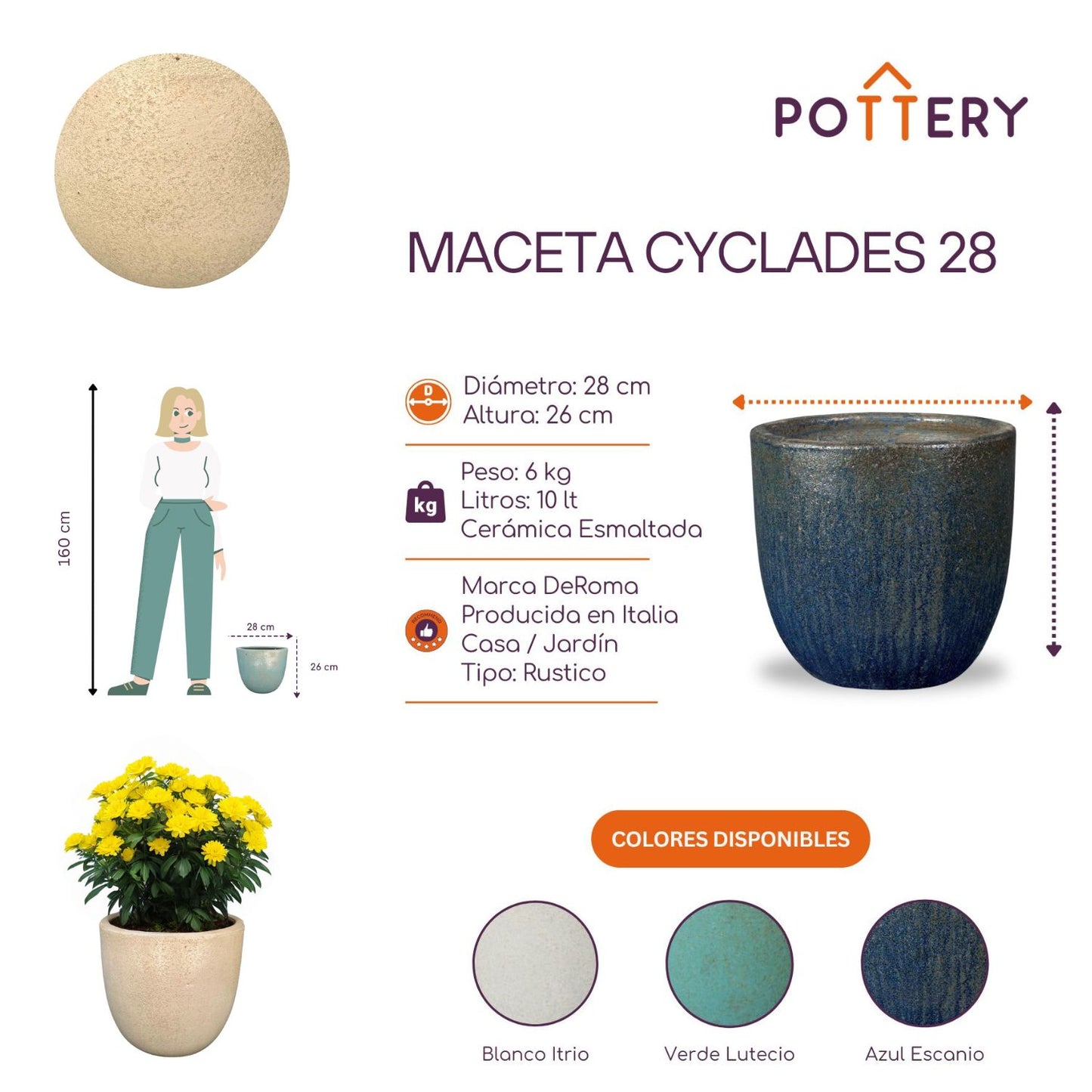 Macetero Cyclades Blanco Itrio