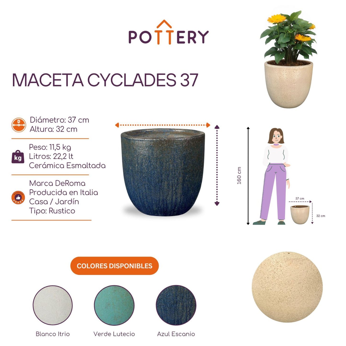 Macetero Cyclades Blanco Itrio