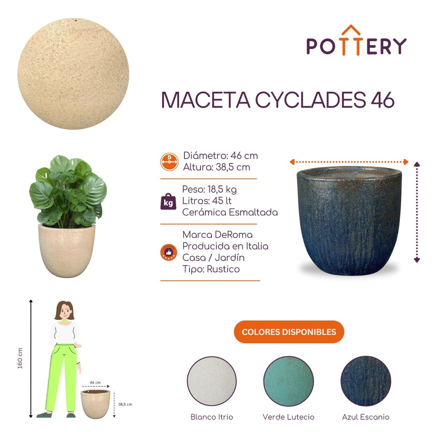 Macetero Cyclades Blanco Itrio