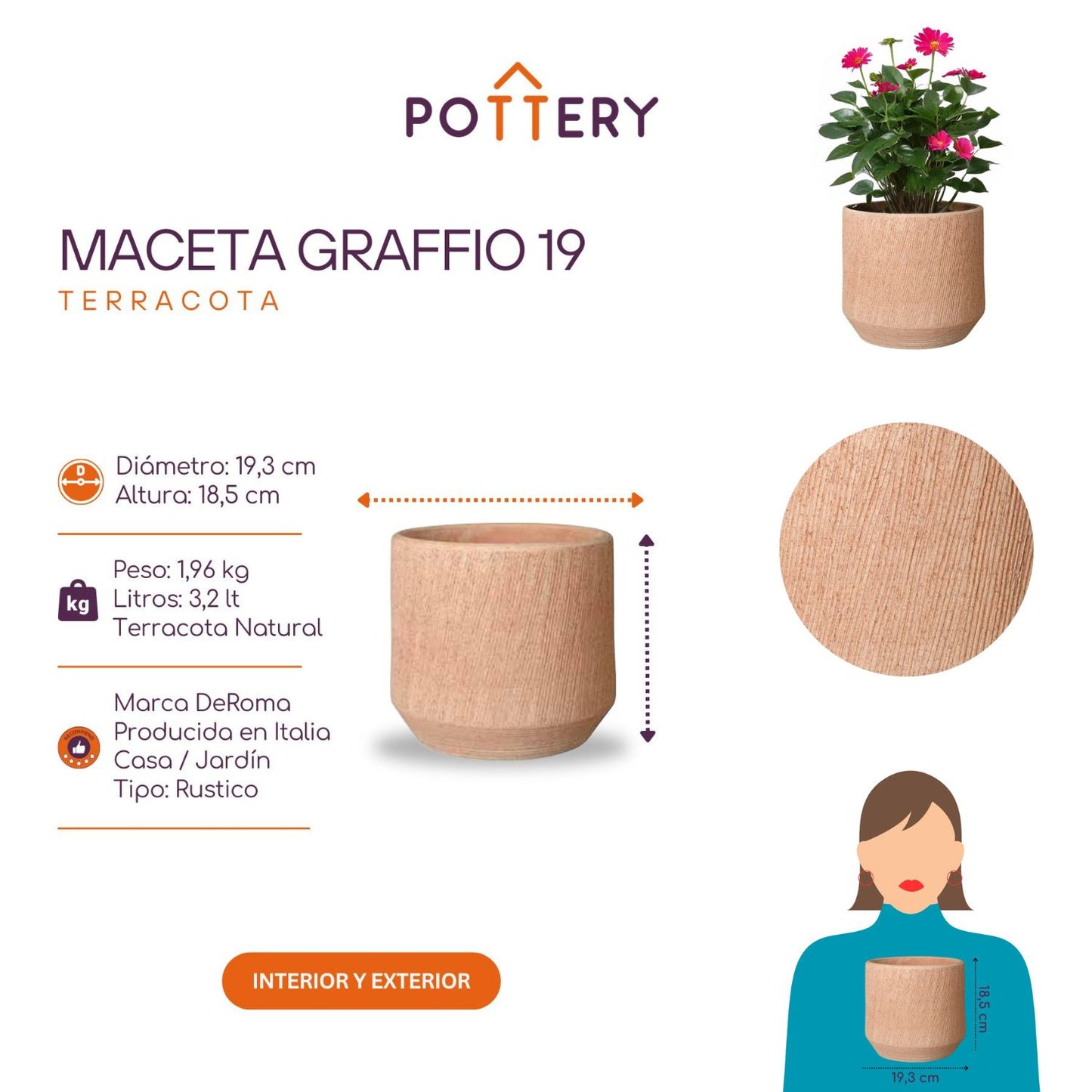 Maceta Graffio Texturizada Terracota