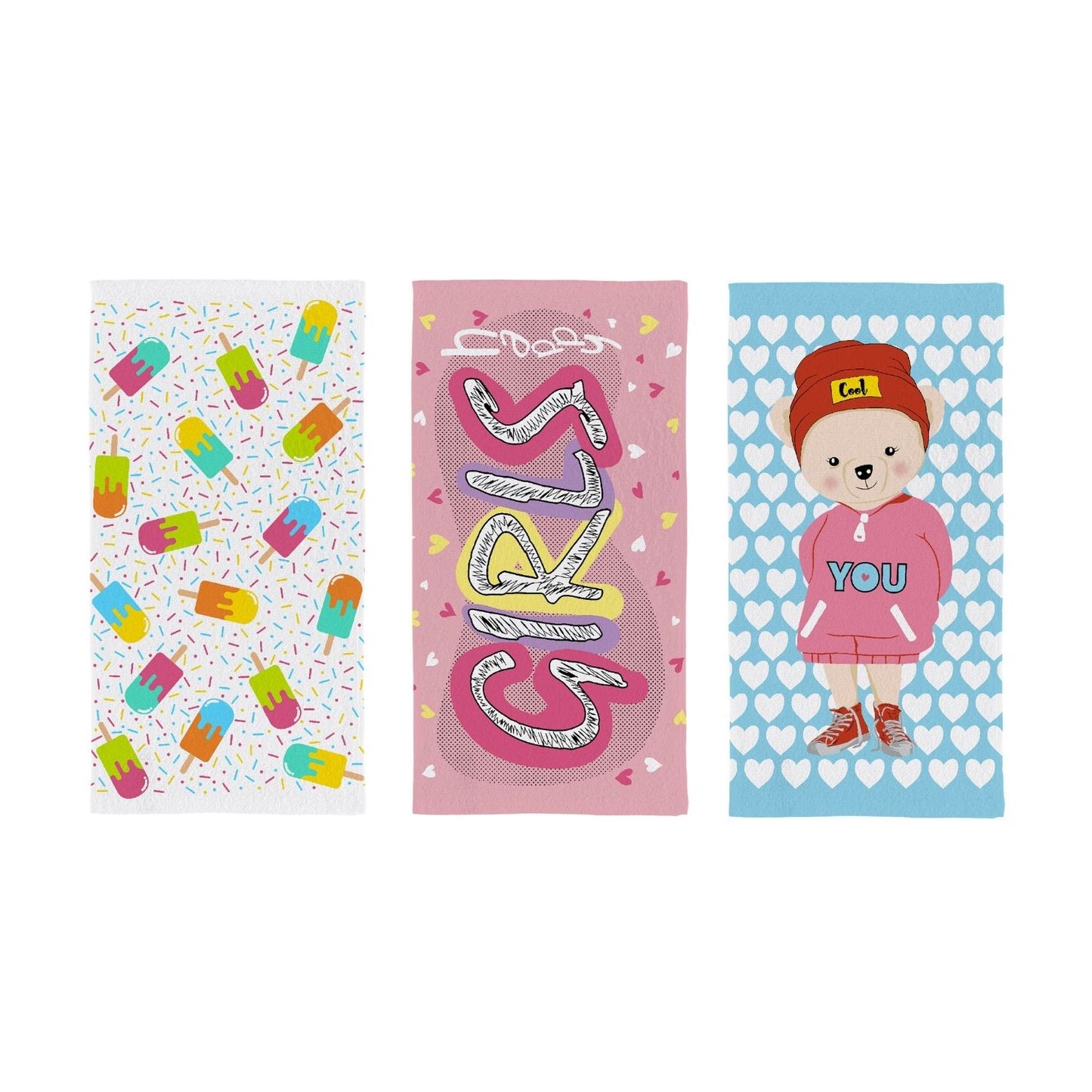 Set 3 Toallas de Mano Preescolar Candy Girls - 250 g/m² - Teka