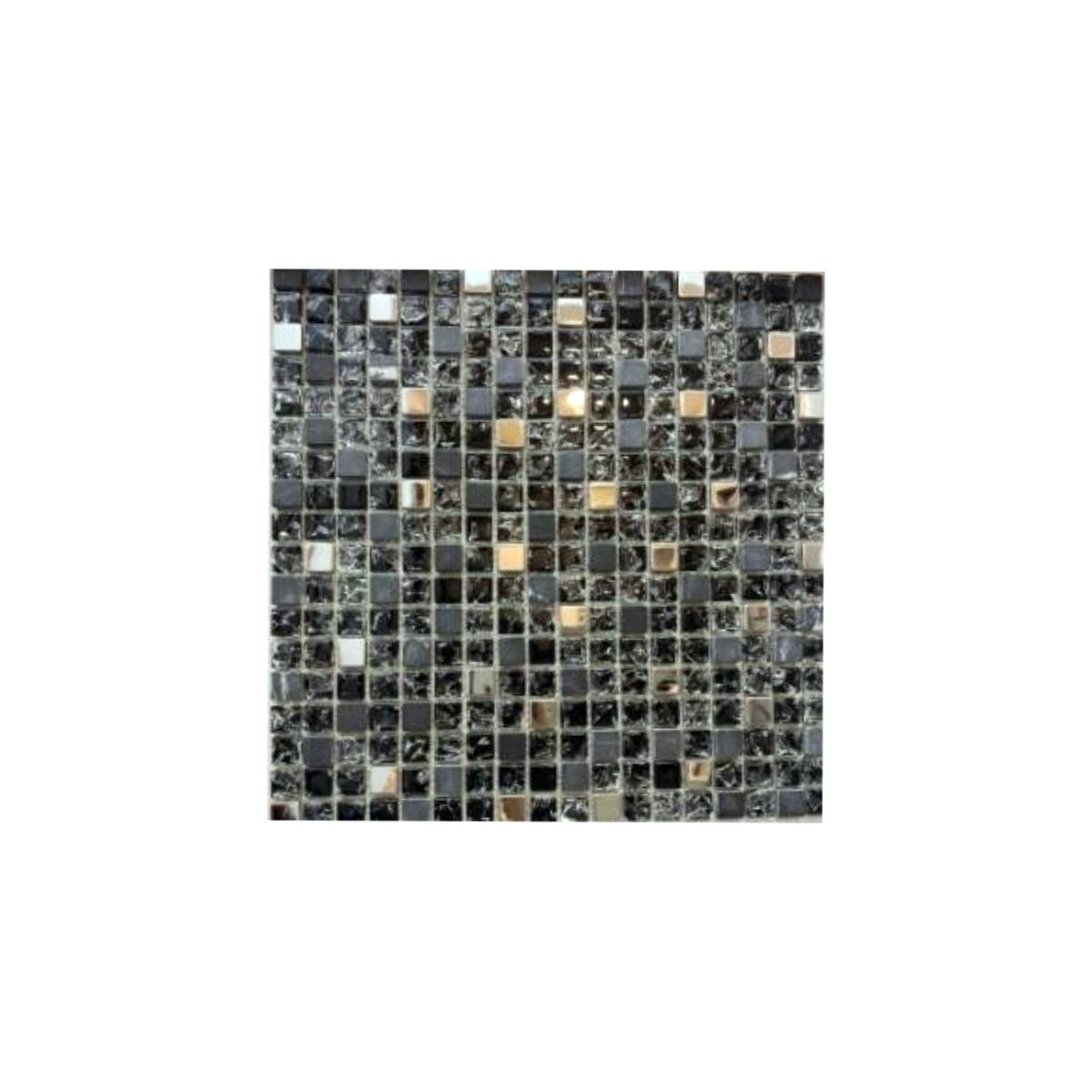 Malla Mosaico Negro Plata - 30x30 cm