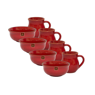 Set de Jarritos y Bowls Rojo Fuego